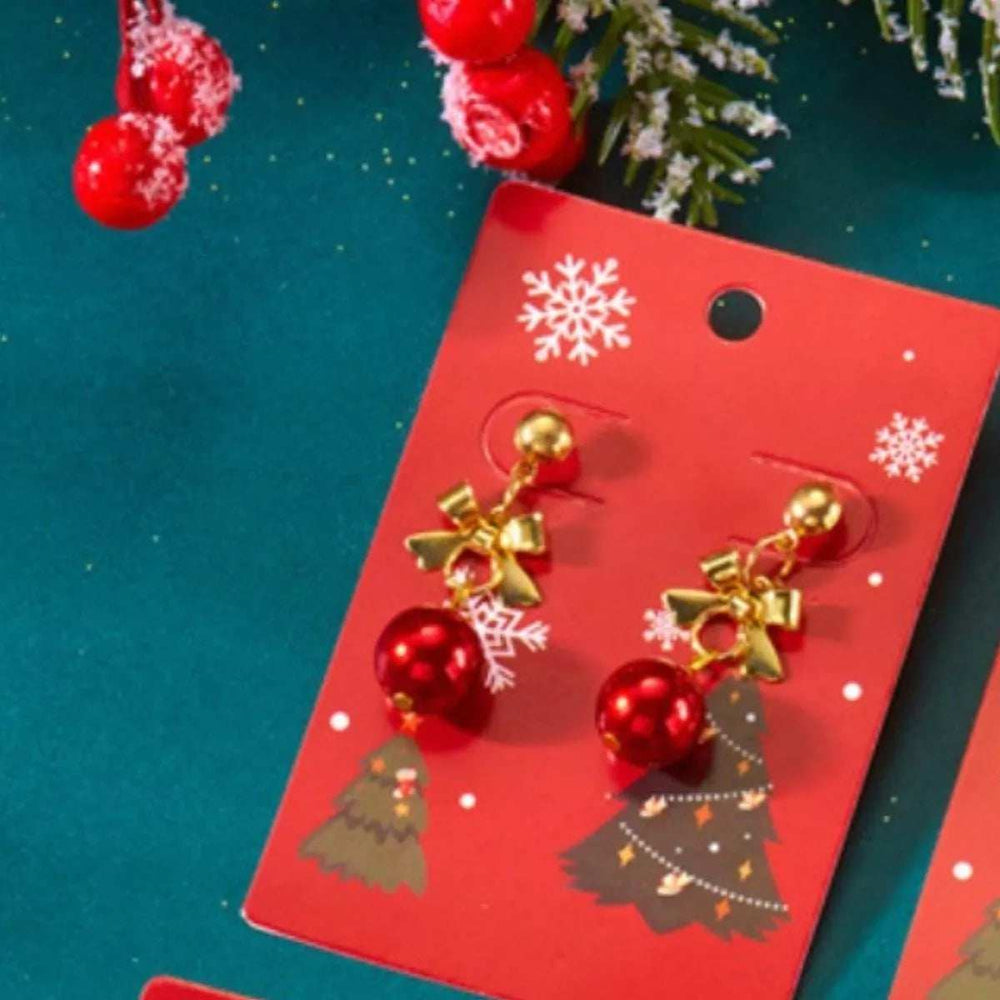 Christmas 18K Gold-Plated Ball Drop Earrings - Trendsi - Flyclothing LLC