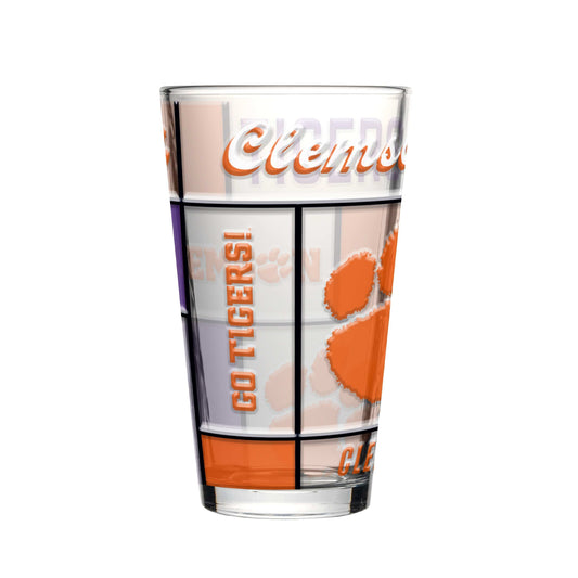 Clemson 16oz Quilted Stained Pint Glass - Logo Brands - Flyclothing LLC