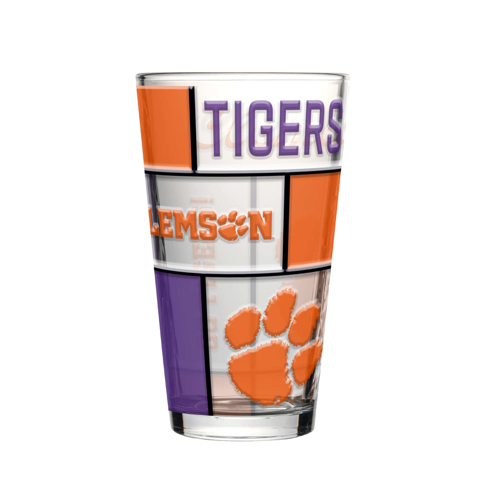 Clemson 16oz Quilted Stained Pint Glass - Logo Brands - Flyclothing LLC