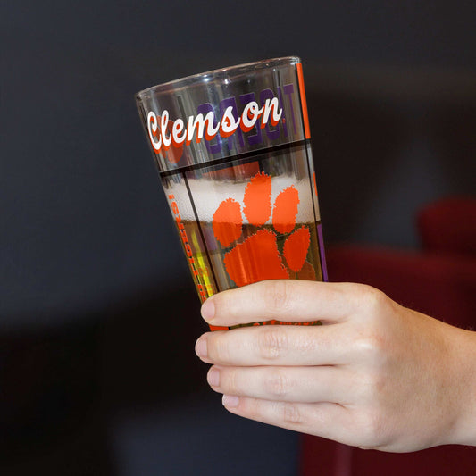 Clemson 16oz Quilted Stained Pint Glass - Logo Brands - Flyclothing LLC