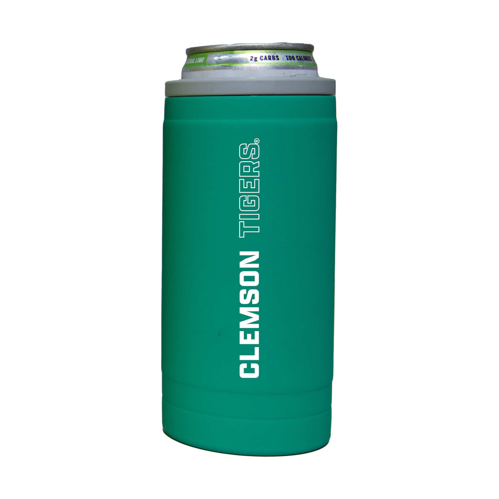 Clemson 12oz Optic Stacked Soft Touch Slim Coolie - Logo Brands - Flyclothing LLC