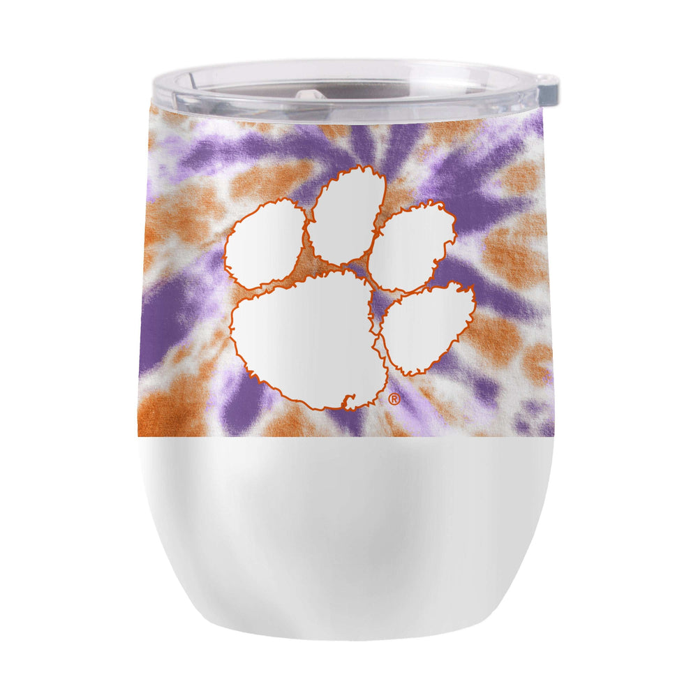 Clemson 16oz Tie Dye Stainless Curved Beverage - Logo Brands - Flyclothing LLC