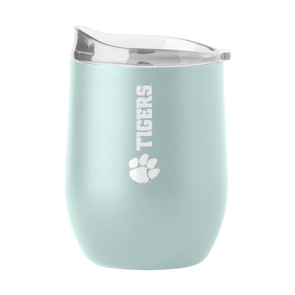 Clemson 16oz Vertical Powder Coat Curved Beverage - Logo Brands - Flyclothing LLC