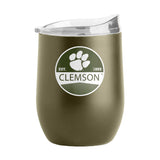 Clemson 16oz Badge Powder Coat Curved Beverage - Logo Brands - Flyclothing LLC