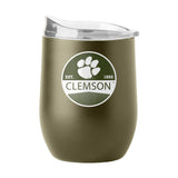 Clemson 16oz Badge Powder Coat Curved Beverage - Logo Brands - Flyclothing LLC