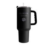 Clemson 40oz Black Tonal Powder Coat Tumbler - Logo Brands - Flyclothing LLC