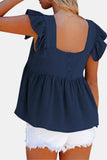 Full Size Ruffled Square Neck Cap Sleeve Blouse - Trendsi - Flyclothing LLC