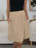 Elastic Waist Skirt with Pockets - Trendsi - Flyclothing LLC