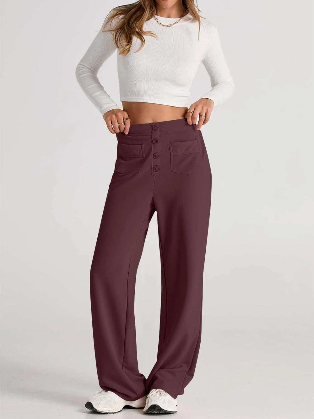 High Waist Wide Leg Pants - Trendsi - Flyclothing LLC