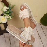 Bow Open Toe Platform Sandals - Trendsi - Flyclothing LLC