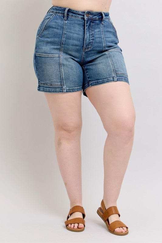 Judy Blue Full Size High Rise Denim Shorts Plus Size - Trendsi - Flyclothing LLC