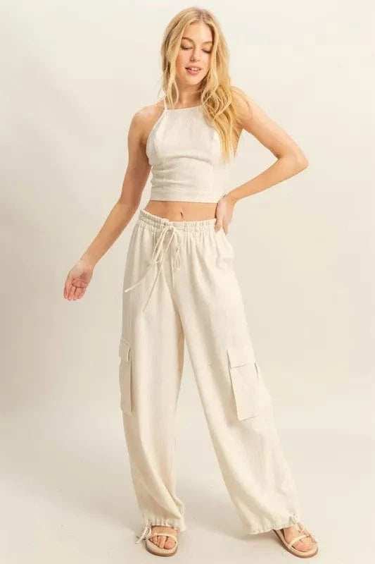 HYFVE Crop Top and Cargo Pants Set - Trendsi - Flyclothing LLC