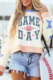 GAME DAY Star Patch Round Neck Long Sleeve Sweatshirt - Trendsi - Flyclothing LLC