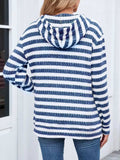 Striped Dropped Shoulder Hoodie - Trendsi - Flyclothing LLC