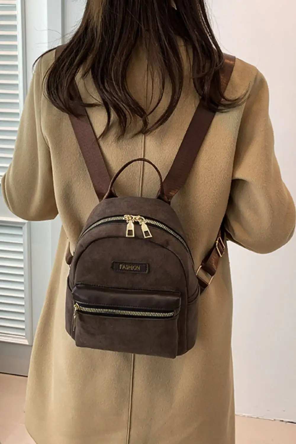 Suede Adjustable Strap Backpack Bag - Trendsi - Flyclothing LLC