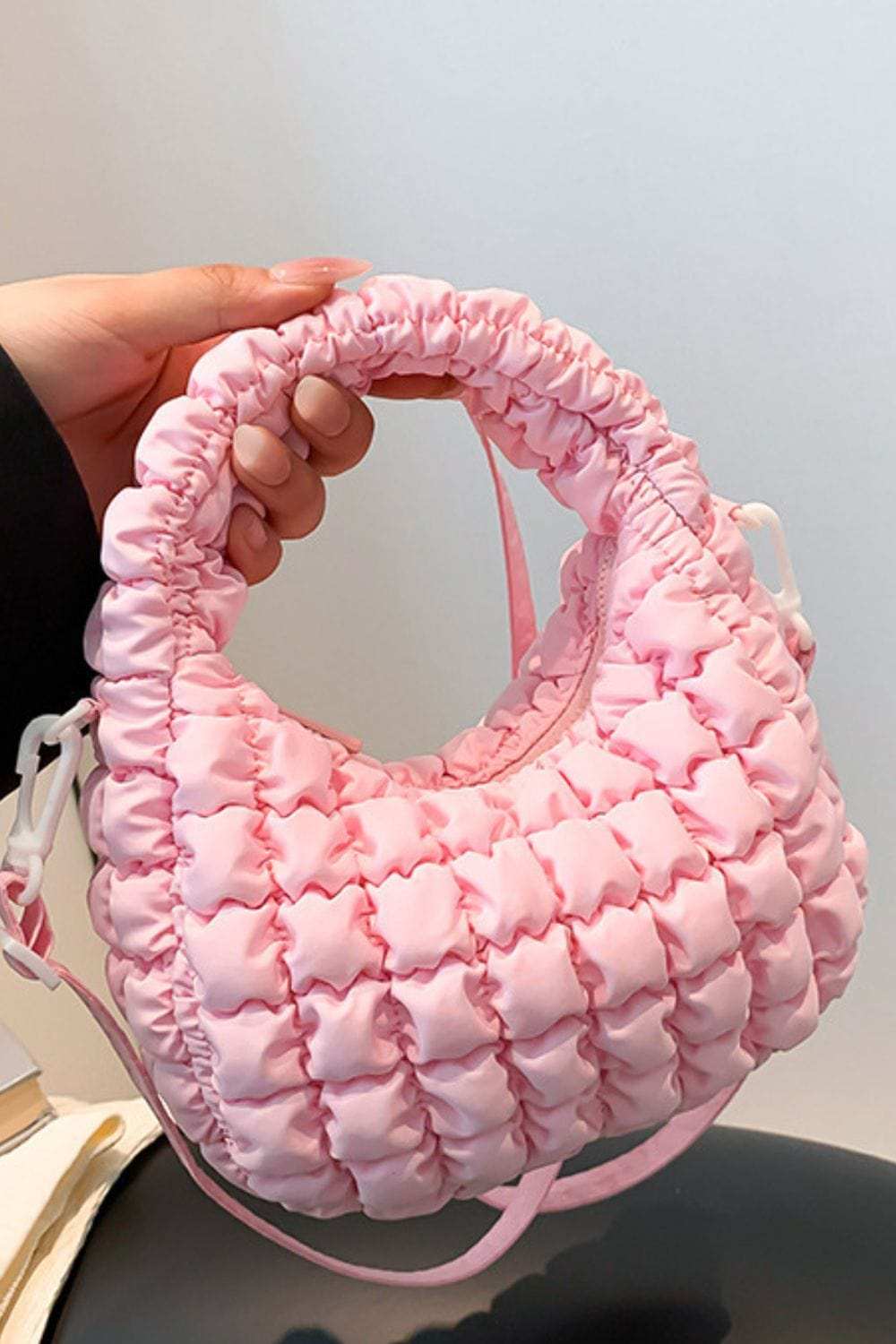 Quilted Puffy Removable Strap Crossbody Bag - Trendsi - Flyclothing LLC