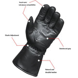 Mens Gauntlet Leather Gloves with Rain Cover