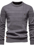 Men's Round Neck Striped Sweater - Trendsi - Flyclothing LLC