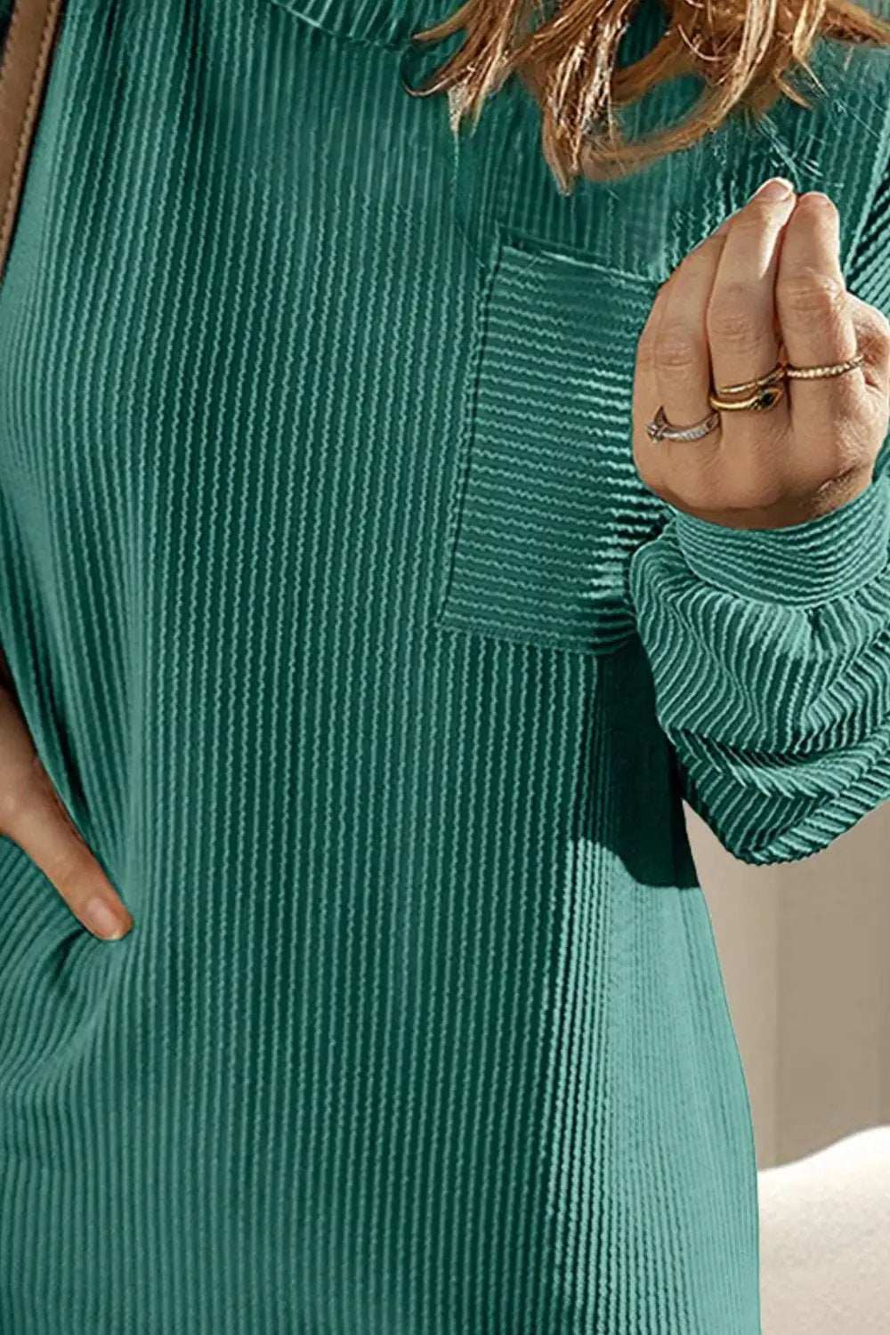 Striped Round Neck Long Sleeve Mini Dress - Trendsi - Flyclothing LLC