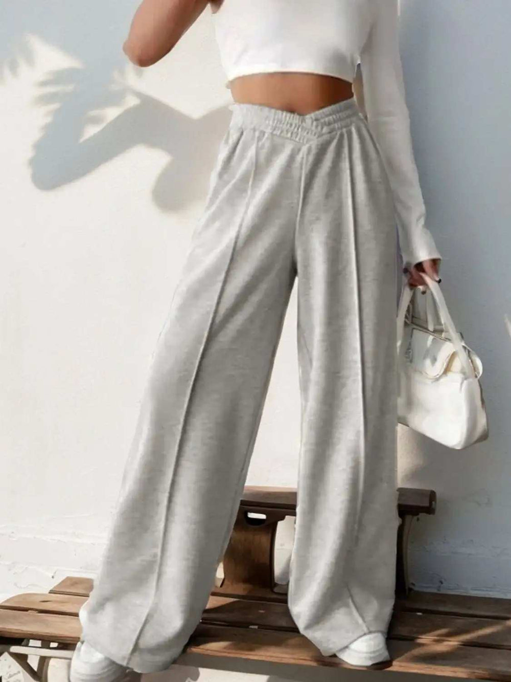 Elastic Waist Wide Leg Pants - Trendsi - Flyclothing LLC