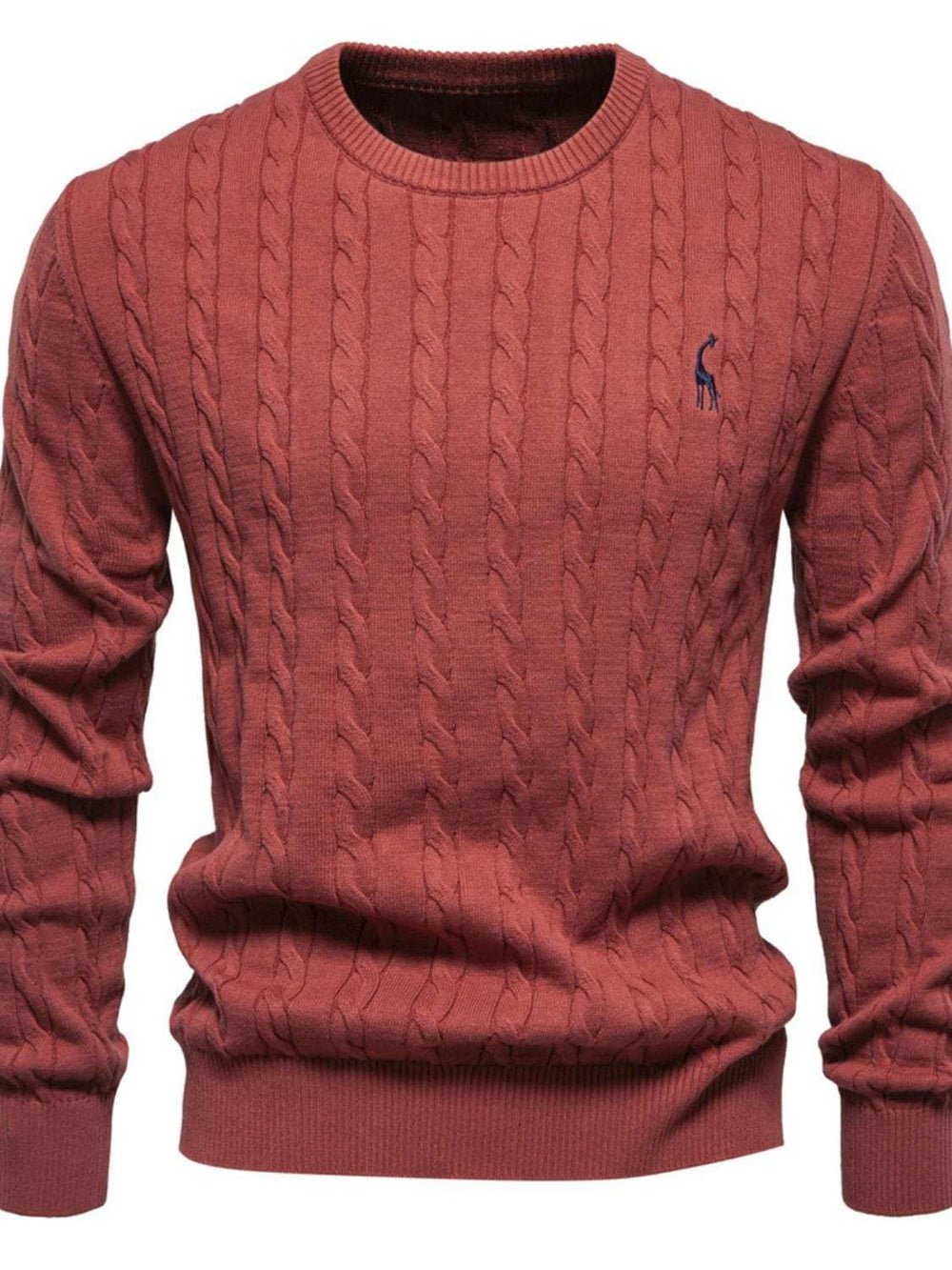 Men's Cable-Knit Round Neck Long Sleeve Sweater - Trendsi - Flyclothing LLC