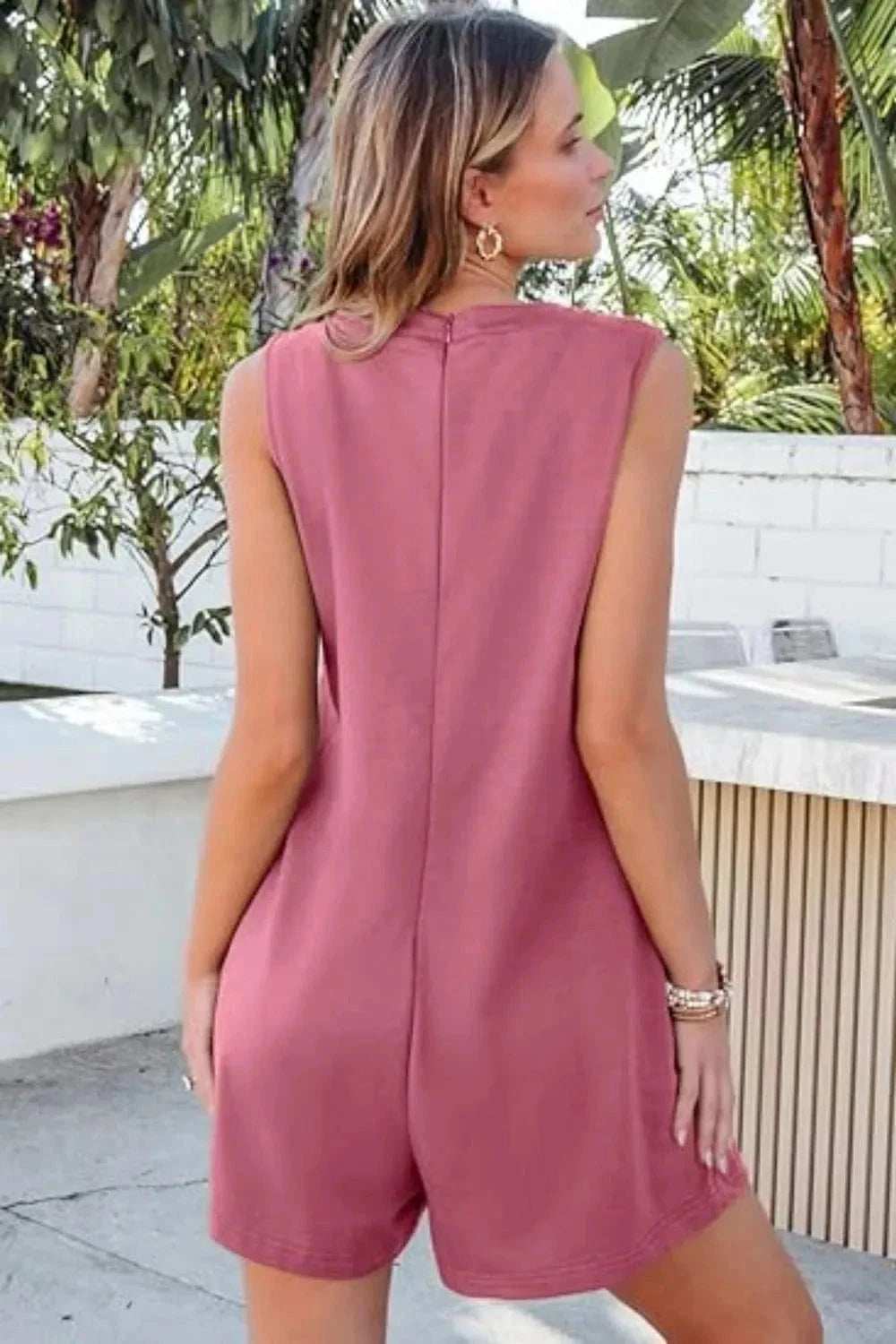 Tie Front Sleeveless Romper - Trendsi - Flyclothing LLC