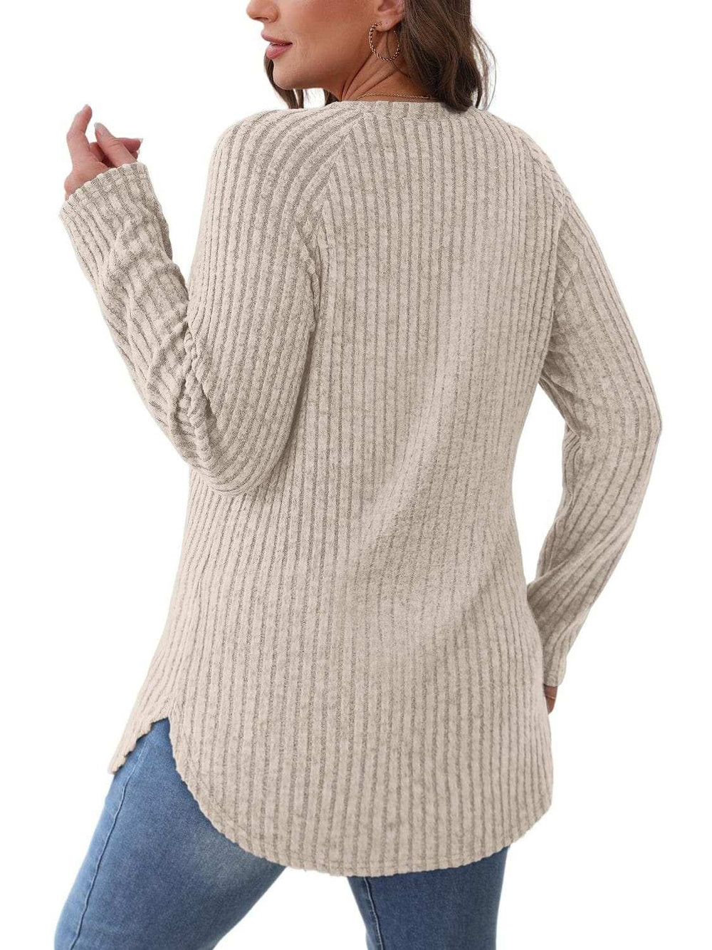 Round Neck Raglan Sleeve T-Shirt - Trendsi - Flyclothing LLC