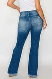 bytos Full Size Raw Hem Distressed High Rise Bootcut Jeans - Trendsi - Flyclothing LLC