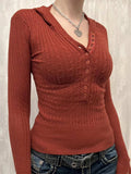 Button Front Long Sleeve Sweater - Trendsi - Flyclothing LLC