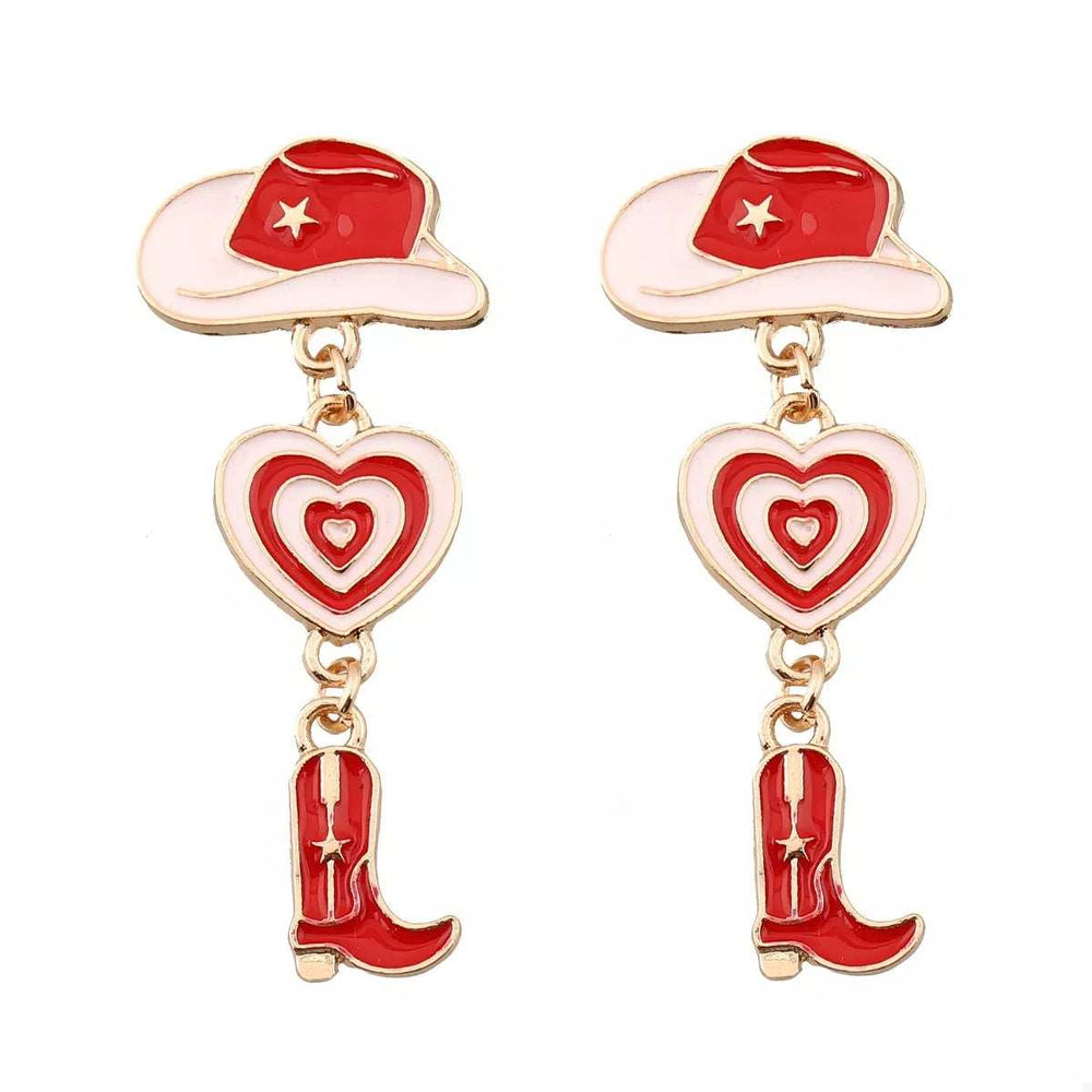 Cowgirl Boots Heart Dangle Earrings - Trendsi - Flyclothing LLC