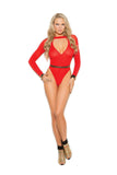 Elegant Moments Red Long Sleeve Opaque Teddy 1275 - Elegant Moments - Flyclothing LLC