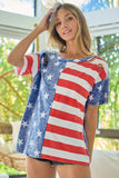 BiBi American Flag Theme Short Sleeve T-Shirt - Trendsi - Flyclothing LLC