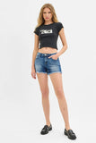 RISEN Full Size Low Rise Frayed Denim Shorts Plus Size - Trendsi - Flyclothing LLC