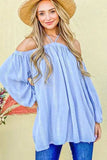 And The Why Stripe Printed Cold Shoulder Halter Neck Top - Trendsi - Flyclothing LLC