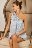 BiBi Aztec Printed Woven Tied Ribbon One Shoulder Top - Trendsi - Flyclothing LLC