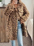 Leopard Button Up Long Sleeve Fuzzy Coat - Trendsi - Flyclothing LLC