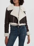 Collared Neck Long Sleeve Plush Cropped Jacket - Trendsi - Flyclothing LLC