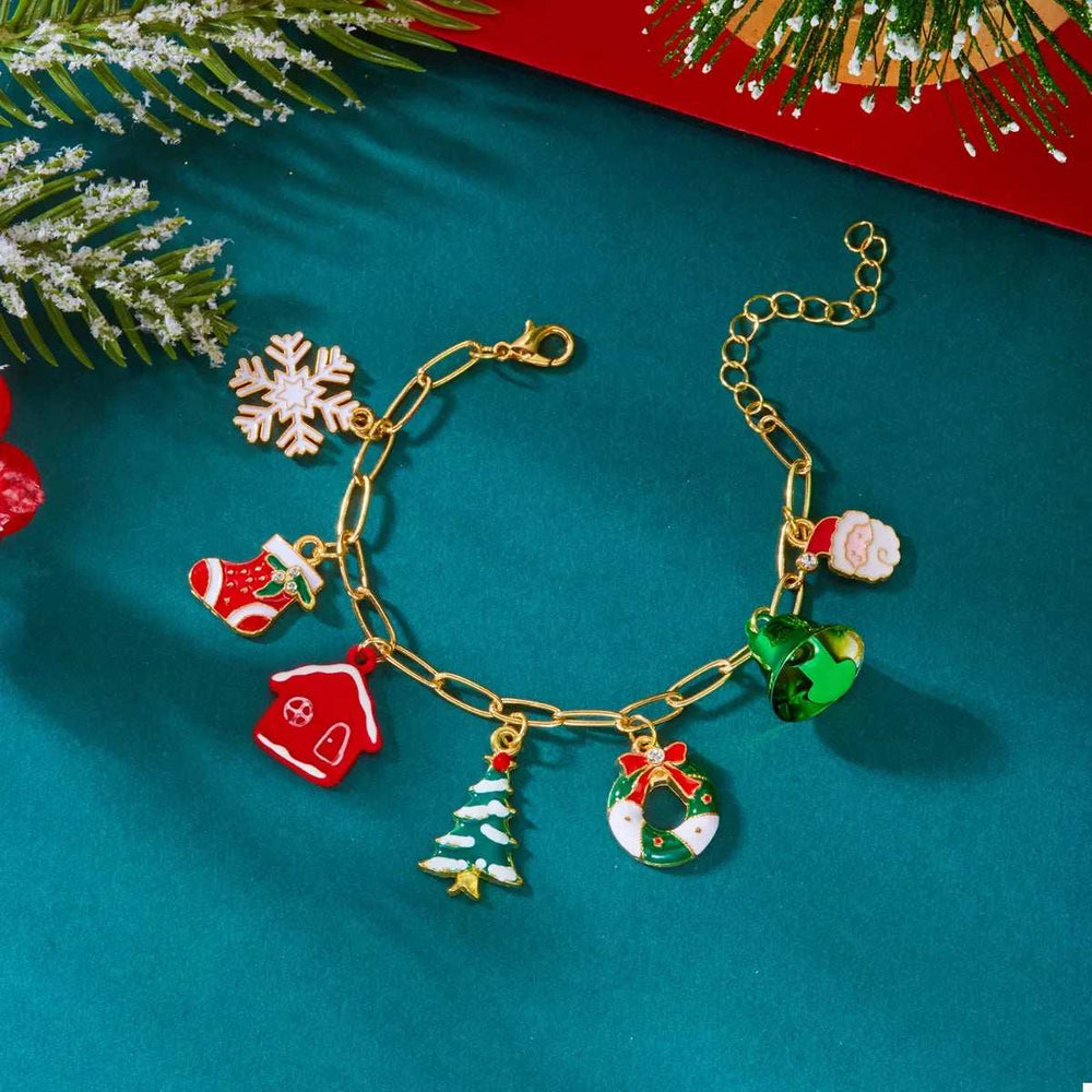 18K Gold-Plated Resin Christmas Theme Bracelet - Trendsi - Flyclothing LLC