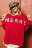 BiBi Merry Glitter Christmas Drop Shoulder Top - Trendsi - Flyclothing LLC