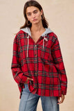 BiBi Brushed Plaid Hooded Jacket - Trendsi - Flyclothing LLC