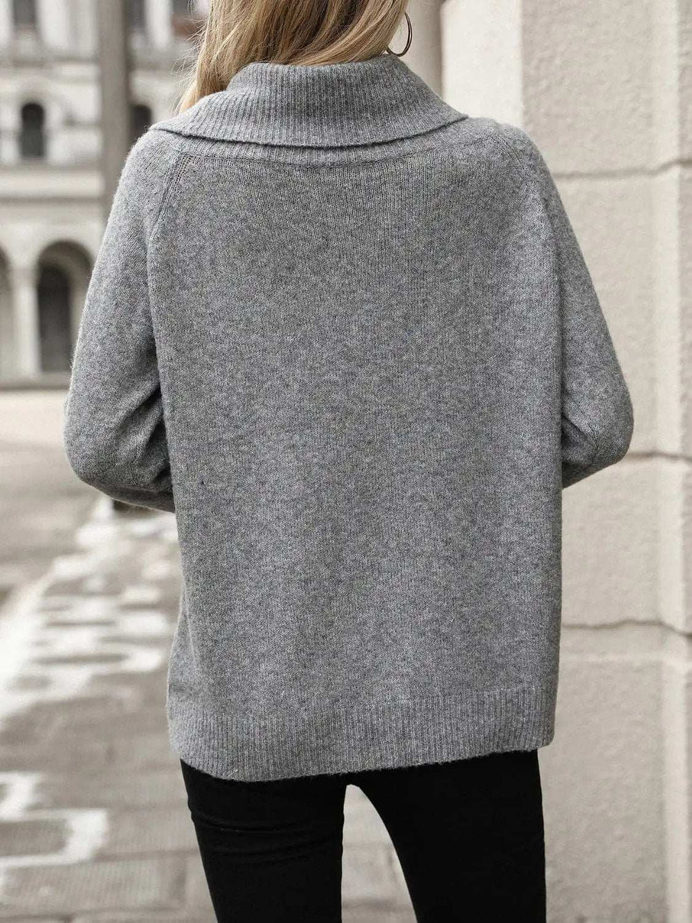Turtleneck Long Sleeve Sweater - Trendsi - Flyclothing LLC