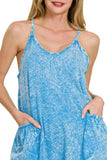 Zenana Acid Crinkle Washed Spaghetti Strap Romper - Trendsi - Flyclothing LLC
