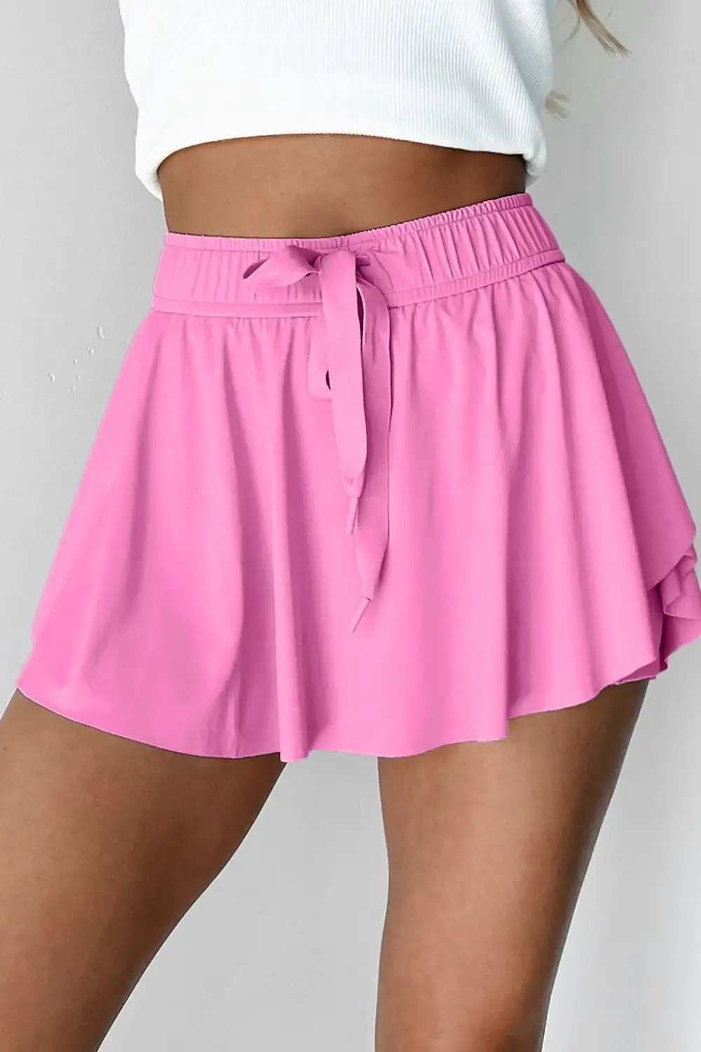 Drawstring High Waist Lined Active Skorts - Trendsi - Flyclothing LLC