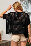 BiBi Hollowed Out Short Sleeve Knit Cover Up - Trendsi - Flyclothing LLC
