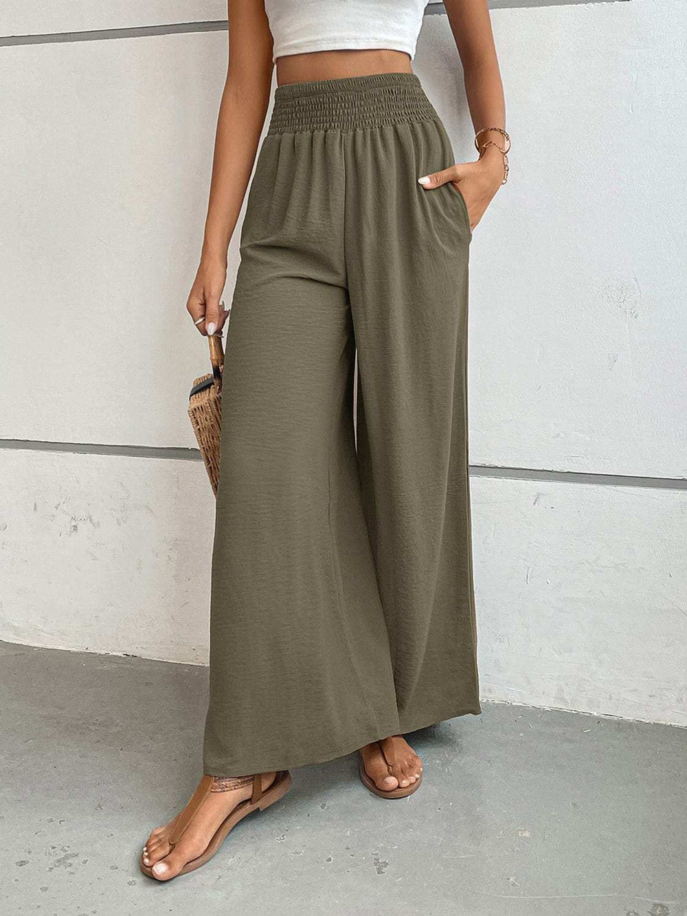 Perfee Wide Leg Pants with Pockets - Trendsi - Flyclothing LLC