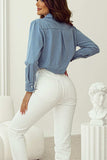 Button Up Long Sleeve Denim Top - Trendsi - Flyclothing LLC