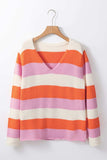 Color Block V-Neck Long Sleeve Sweater - Trendsi - Flyclothing LLC