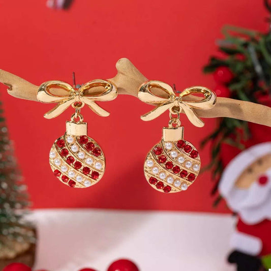 Christmas Bow Drop Earrings - Trendsi - Flyclothing LLC