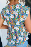 Floral Print Bow Applique Slit Sleeveless Peplum Blouse - Trendsi - Flyclothing LLC