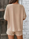 V-Neck Half Sleeve Top and Shorts Set - Trendsi - Flyclothing LLC